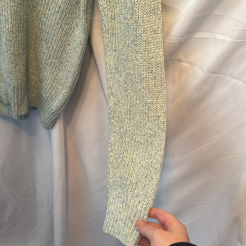 TIME AND TRU V NECK LIGHTWEIGHT GREEN SWEATER WITH COLLAR RIBBED KNIT LOOK XS - Picture 6 of 13